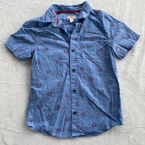 Boys Cat & Jack Blue Star Print Button-Up Shirt